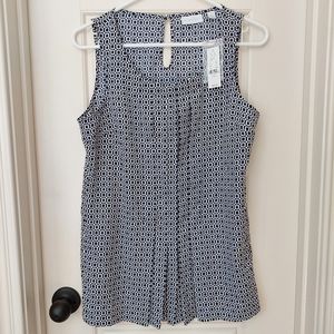 NWT New York and Company Sleeveless Tank Navy Blue and White S